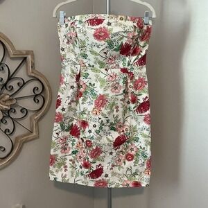 Old Navy Women's Strapless Pink Green Floral Dress Size‎ 8 Cottagecore Romantic